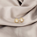 Luxury Vintage Oval Crystal Rhinestone Halo Studs Elegant Court Style Alloy Silver Needle Earrings view 2