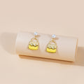 Cute Colorblock Enamel Handbag Pearl Stud Drop Earrings For Women Elegant Alloy Mini Purse Charm Earrings view 2