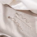 Elegant Twisted Spiral Tassel Silver Needle Alloy Micro Paved Zircon Long Drop Stud Earrings view 2