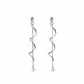 Elegant Twisted Spiral Tassel Silver Needle Alloy Micro Paved Zircon Long Drop Stud Earrings view 5