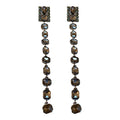 Alloy Rhinestone Square Long Tassel Drop Earrings Fashion OL Statement Stud Earrings For Women view 5