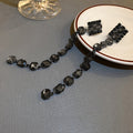 Alloy Rhinestone Square Long Tassel Drop Earrings Fashion OL Statement Stud Earrings For Women view 4