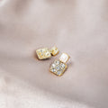 Elegant Geometric Square Purple Enamel Rhinestone Zircon Alloy Stud Drop Earrings view 4