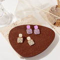 Elegant Geometric Square Purple Enamel Rhinestone Zircon Alloy Stud Drop Earrings view 1