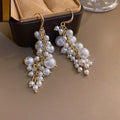 French Vintage Pearl Tassel Drop Earrings Irregular Geometric Ear Hook Fashion Jewelry For Women view 2