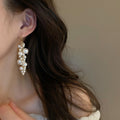 French Vintage Pearl Tassel Drop Earrings Irregular Geometric Ear Hook Fashion Jewelry For Women view 3