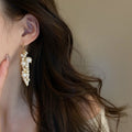 French Vintage Pearl Tassel Drop Earrings Irregular Geometric Ear Hook Fashion Jewelry For Women view 1