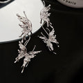 Alloy Rhinestone Pleated Butterfly Clip-on Earrings Statement European American Style view 2
