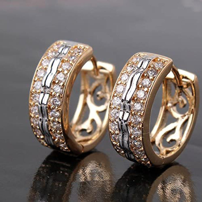 Hip Hop Punk Unisex Two Tone Ear Cuffs With AAA Zircon, Fashion Earrings