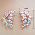 Sparkling Marquise Cubic Zirconia Crystal Leaf Stud Earrings For Women view 5