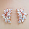 Sparkling Marquise Cubic Zirconia Crystal Leaf Stud Earrings For Women view 6