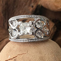 Vintage Hollow Floral Ring For Women, Full Zircon Flower Shape Band, Fashion Jewelry view 1