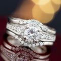 White Gold Plated Simulated Moissanite Zircon Womens Ring Wedding Finger Jewelry view 2