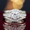 White Gold Plated Simulated Moissanite Zircon Womens Ring Wedding Finger Jewelry view 1
