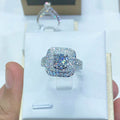 European Luxury Four Prong Inlaid Zircon Square Ring For Wedding Hand Jewelry view 3