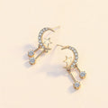 Korean Moon And Star Zircon Tassel Stud Earrings For Women, Sweet Face-Slimming Ear Jewelry view 4