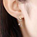 Korean Moon And Star Zircon Tassel Stud Earrings For Women, Sweet Face-Slimming Ear Jewelry view 2