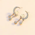 Korean Moon And Star Zircon Tassel Stud Earrings For Women, Sweet Face-Slimming Ear Jewelry view 3