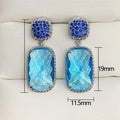 Long Simulated Aquamarine Drop Earrings With Oversized Cushion Zircon, Luxury Women's Jewelry view 4