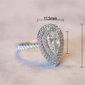 Sparkling Pear Shaped Simulated Diamond Ring For Women Micro Pave Zircon Proposal Jewelry view 5