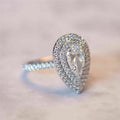 Sparkling Pear Shaped Simulated Diamond Ring For Women Micro Pave Zircon Proposal Jewelry view 6