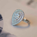 Sparkling Pear Shaped Simulated Diamond Ring For Women Micro Pave Zircon Proposal Jewelry view 2