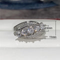 White Gold Plated Copper Zircon Ring For Women, European Vintage Fashion Finger Jewelry view 5