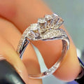 White Gold Plated Copper Zircon Ring For Women, European Vintage Fashion Finger Jewelry view 2