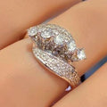 White Gold Plated Copper Zircon Ring For Women, European Vintage Fashion Finger Jewelry view 1