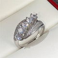 White Gold Plated Copper Zircon Ring For Women, European Vintage Fashion Finger Jewelry view 4
