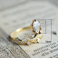European Crown Ring With Pear Shaped Water Drop Zircon For Women Engagement Jewelry Dropshipping view 5