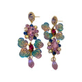 Asymmetric Faux Crystal Flower Drop Earrings With Silver Pins Bohemian Office Lady Style view 5