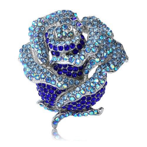 Alloy Rhinestone Rose Brooch Pin For Luxury Lapel Decoration