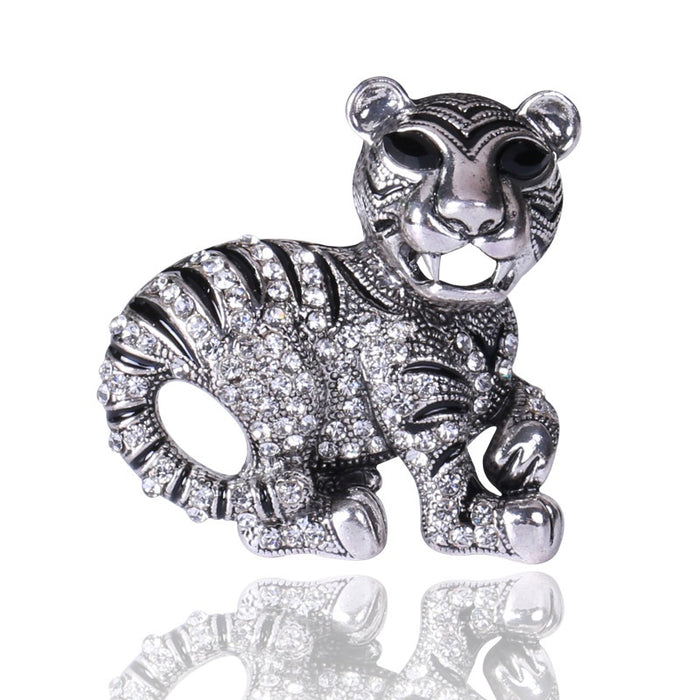 Alloy Rhinestone Tiger Brooch Pin For Animal Apparel Accessories