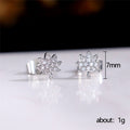 Korean Japanese Style Maple Leaf Stud Earrings For Women, Sparkling Zircon Leaf Ear Jewelry view 5