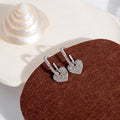 Elegant Sweet Heart Dangle Studs For Women, Micro Paved Rhinestone Alloy Silver Needle Earrings view 2