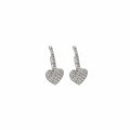 Elegant Sweet Heart Dangle Studs For Women, Micro Paved Rhinestone Alloy Silver Needle Earrings view 5