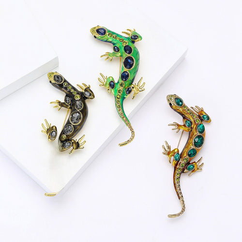 Alloy Rhinestone Lizard Brooch Pin For Fashion Apparel Decoration