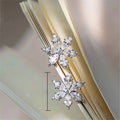 Korean Japanese Simple Snowflake Flower Zircon Stud Earrings, Versatile Slimming Student Ear Jewelry view 5