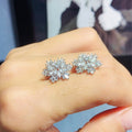 Korean Japanese Style Christmas Snowflake Zircon Stud Earrings For Women, Sweet Student Ear Jewelry view 3