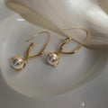 Korean Minimalist Irregular Geometric Pearl Alloy Ear Hook Drop Earrings view 1