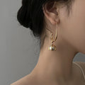 Korean Minimalist Irregular Geometric Pearl Alloy Ear Hook Drop Earrings view 2