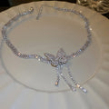 Copper Zircon Butterfly Tassel Multi Layer Choker Necklace, French OL Collarbone Jewelry view 4