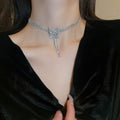 Copper Zircon Butterfly Tassel Multi Layer Choker Necklace, French OL Collarbone Jewelry view 1
