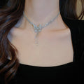 Copper Zircon Butterfly Tassel Multi Layer Choker Necklace, French OL Collarbone Jewelry view 3