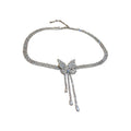 Copper Zircon Butterfly Tassel Multi Layer Choker Necklace, French OL Collarbone Jewelry view 5