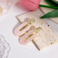Elegant Pink Acrylic U Shape Hollow Gold Tone Alloy Stud Earrings For Sweet Romantic Women Jewelry Earrings view 3