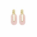 Elegant Pink Acrylic U Shape Hollow Gold Tone Alloy Stud Earrings For Sweet Romantic Women Jewelry Earrings view 5
