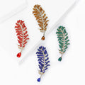 Alloy Rhinestone Feather Brooch Pin For Suit Lapel Clothing Decoration view 2