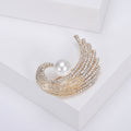 Metal Alloy Rhinestone Phoenix Tail Brooch With Pearl Accent view 2